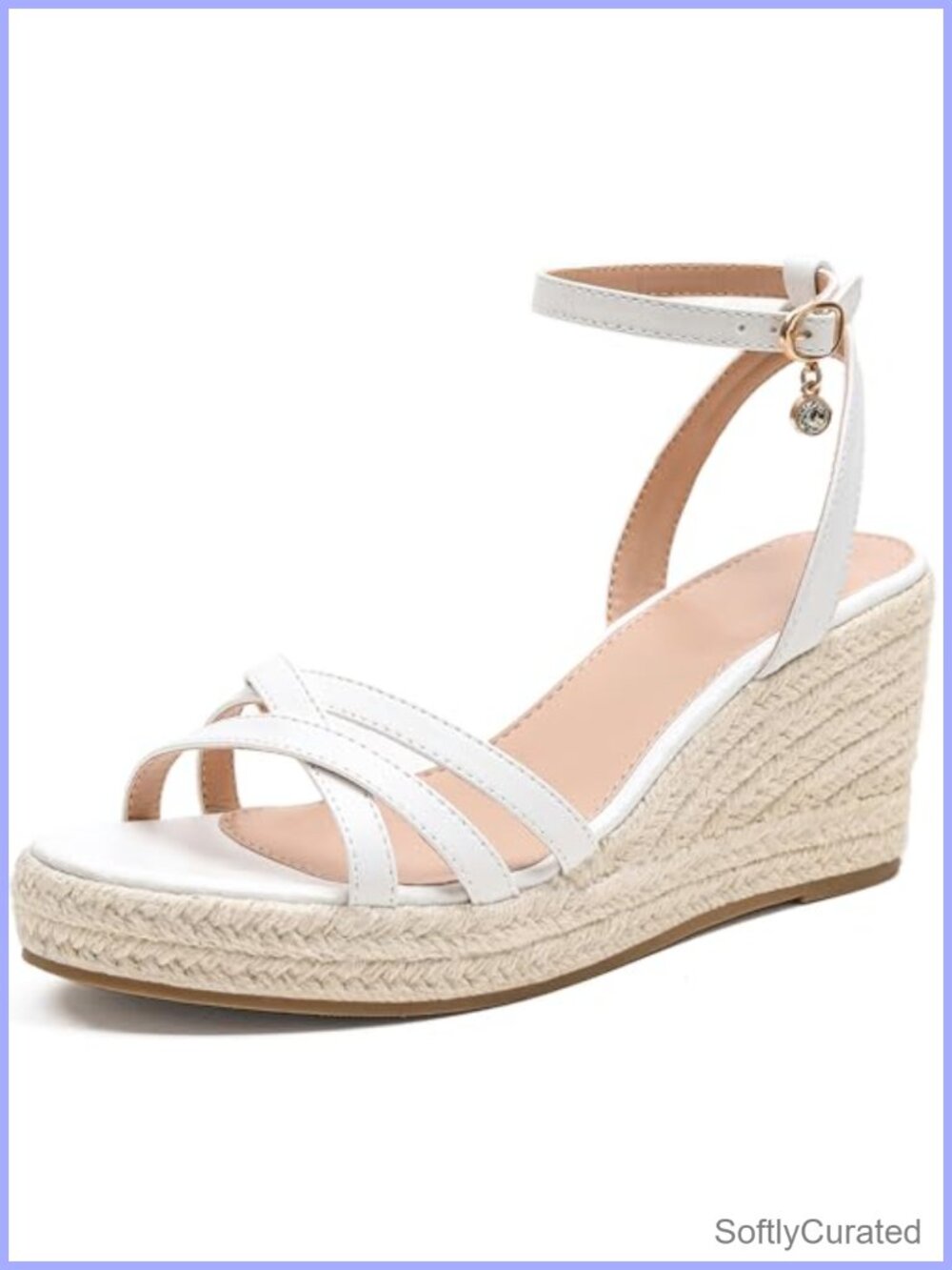 Wedge Sandals Open Toe Platform Ankle Strap Buckle Faux Leather